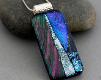 Statement Necklace For Women - Dichroic Glass Jewelry- Unique Jewelry For Women - Colorful Necklace Pendant - Gift For Her