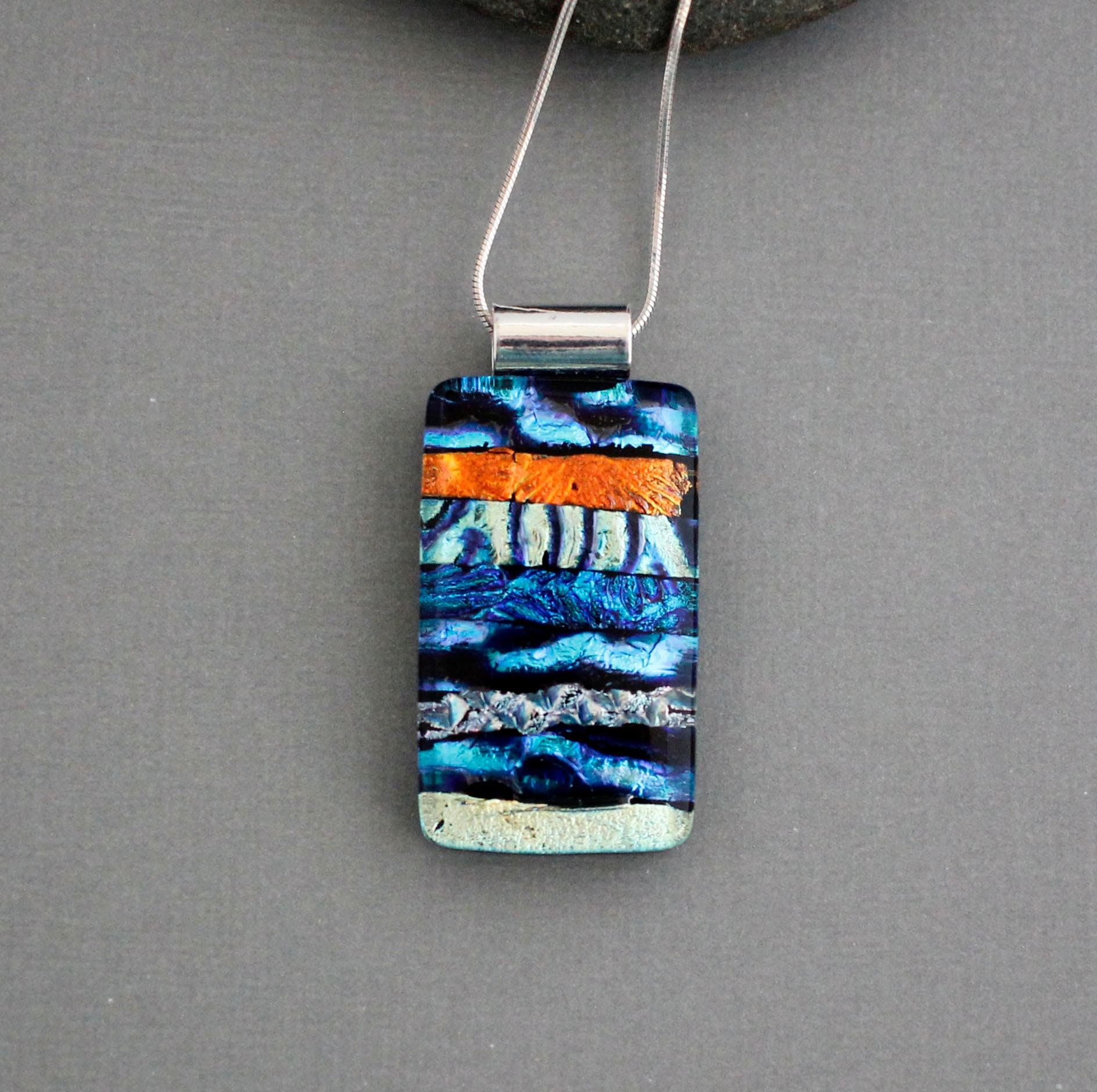 unique gifts for mom Handcrafted sparkle fused glass necklace dichroic glass jewelry