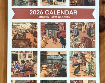 2026 Wall Calendar-Three Labrador Retrievers Explore Damariscotta, Maine-11"x16.5"-Free Shipping