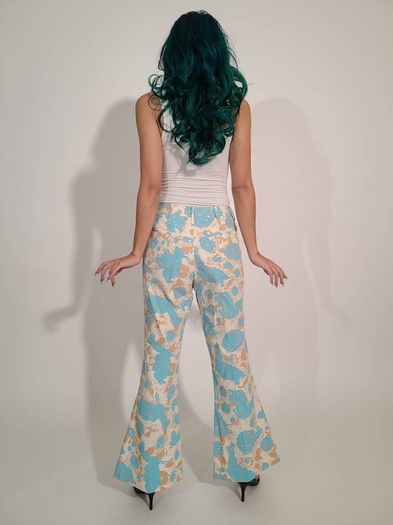 1960s/1970s floral pastel flare bell bottoms - image 2