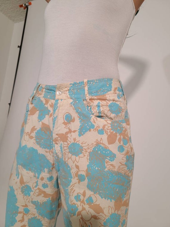 1960s/1970s floral pastel flare bell bottoms - image 6