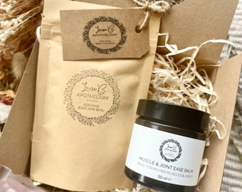 Muscle & joint gift set | Muscle and joint ease balm and bath salts | Fathers day gift | Muscle soak gift set | Runners gift | Get well soon