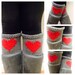 Heart Knit Short Boot cuffs, Knit boot toppers, Grey boot cuffs,Women leg warmers,Heart boot socks 