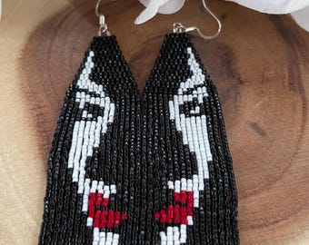 Miyuki delica beaded beautiful Girl Earings Long Seed Bead Earrings Tutorial Brick Stitch Fringe Earrings