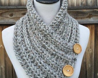 Knit Button Scarf Blanket Scarf Chunky Knitted Wrap Warmer Snood