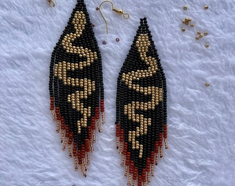 Snake earrings long earrings seaded beaded earrings ivory earrings Gift Earrings