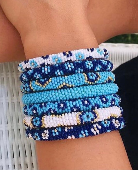 Handmade Navajo Pearl Wrap Bracelet with Red & Blue Design! – Navajo Pearls  Ranch