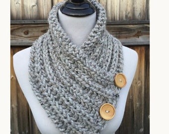 Knit Button Scarf Blanket Scarf Chunky Knitted Wrap Warmer Snood