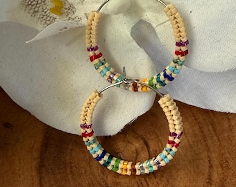 Miyuki delica hoop earrings,colorful hoop earrings,mix color summer earrings