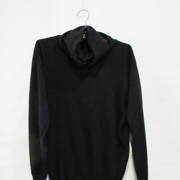 Black Cashmere Turtleneck Sweater Medium - Scottish Cashmere Tunic - Epic Sized Turtleneck!