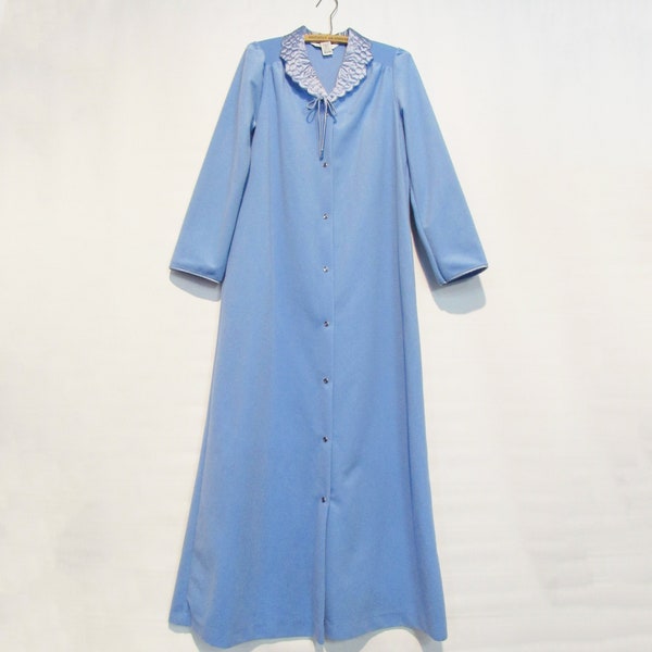 Blue Fleece Housecoat Small - Sears Housecoat Snap Front - Very cozy