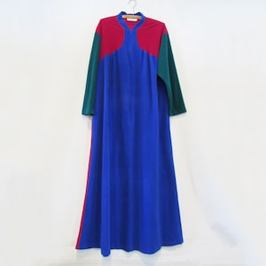 Cozy Fleece Robe Medium Vanity Fair - Color block in burgundy blue and green