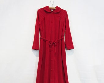 Red Velvet Velour Robe Medium SWEDEN - Warm Red Housecoat - Just beautiful!