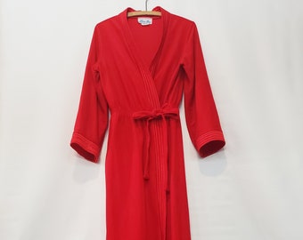 Mid Century Red Robe Medium - Sexy Velour Fleece Robe - Lara Dee