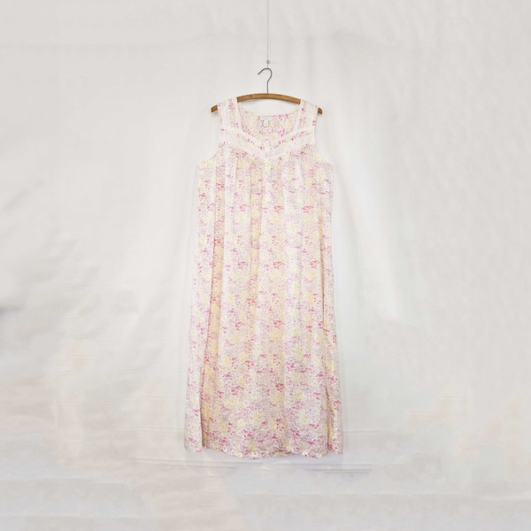 Pink Floral Cotton Nightgown Large - Charter Club - Floral Embroidery - Darling!