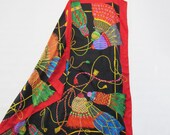 Rainbow Silk Scarf - Multicolor Tassel Silk Scarf - Echo - Big dramatic square scarf
