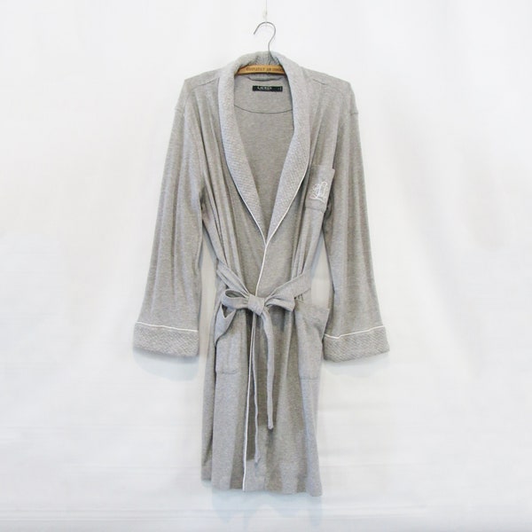 Ralph Lauren Gray Cotton Jersey Robe Large - Soft and cozy short robe