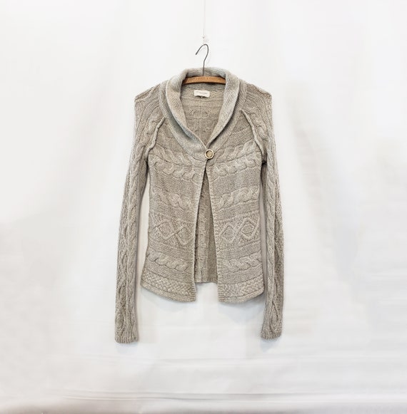 Gray Alpaca Cable Knit Cardigan Small - Banana Rep