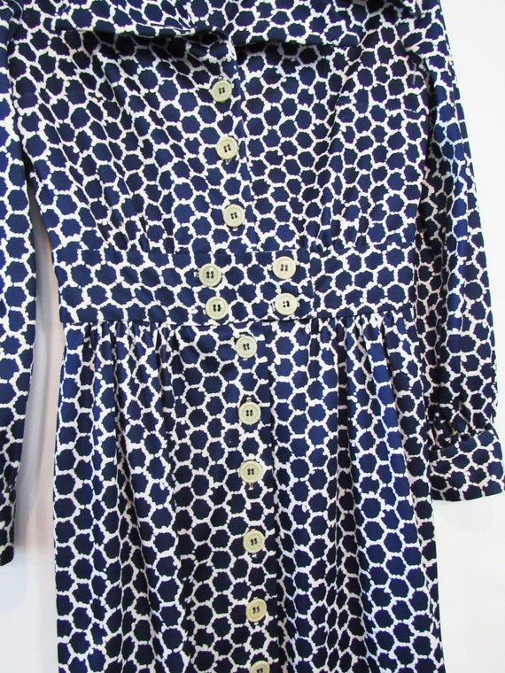 Blue White Polka Dot Dress XS Small - Short Beehi… - image 3