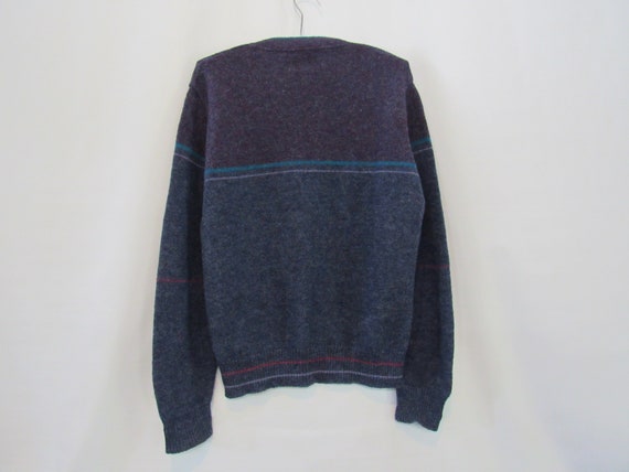Blue Wool Sweater Medium Jantzen - Purple Striped… - image 6