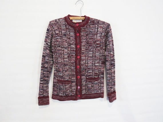 Burgundy Cardigan Sweater Medium - Mid Century Car