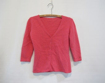 Pink Angora Cardigan Small - Cuddle soft and beaded on cuff!