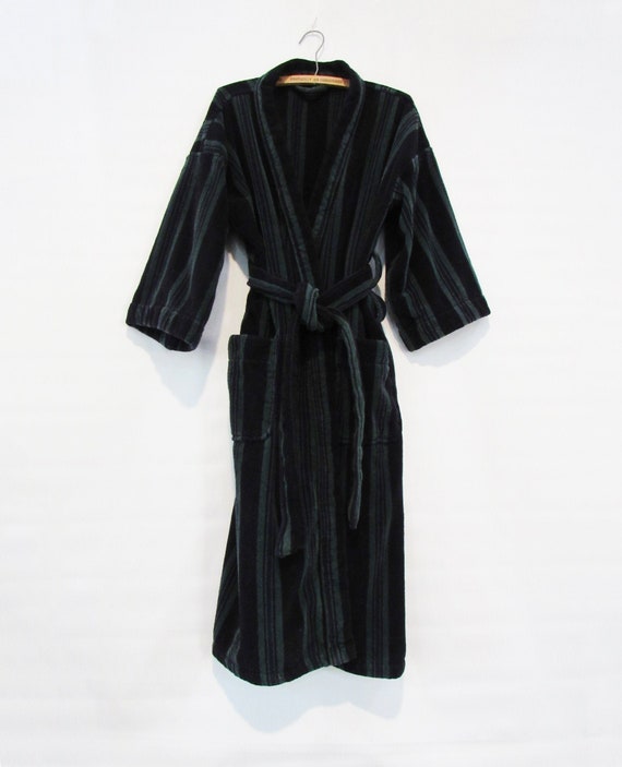 Striped Terry Cloth Cotton Robe - One Size - Hands