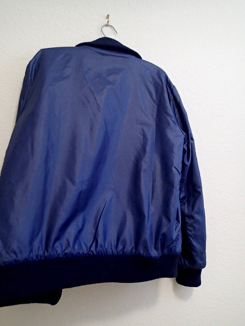 Blue Nylon Bomber Jacket Bloomingdales Lined Medium | Etsy