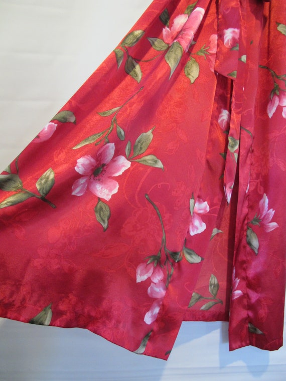Sexy Red Floral Sheer Satin Floral Robe Medium - … - image 4