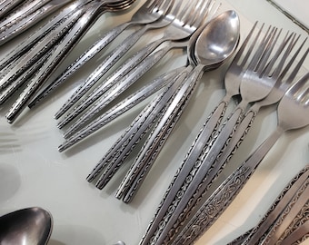 Modern Stainless Flatware - MCM - Rogers Stainless Korea - 41 pieces included