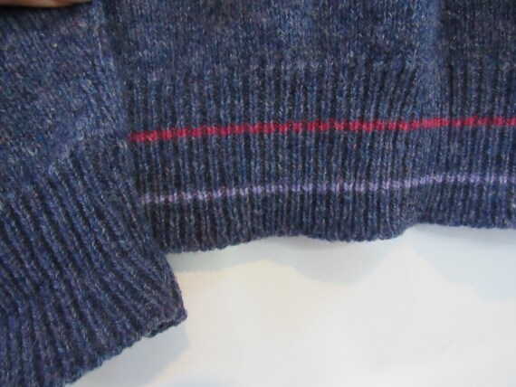 Blue Wool Sweater Medium Jantzen - Purple Striped… - image 4