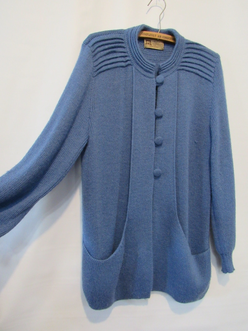 Baby Alpaca Blue Cardigan XL Soft and very warm! Made in Peru Cozy