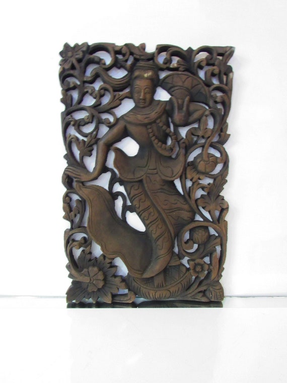 Indonsian Goddess Carved Wood Panel 18 X 12 X 3/4  - Etsy Australia