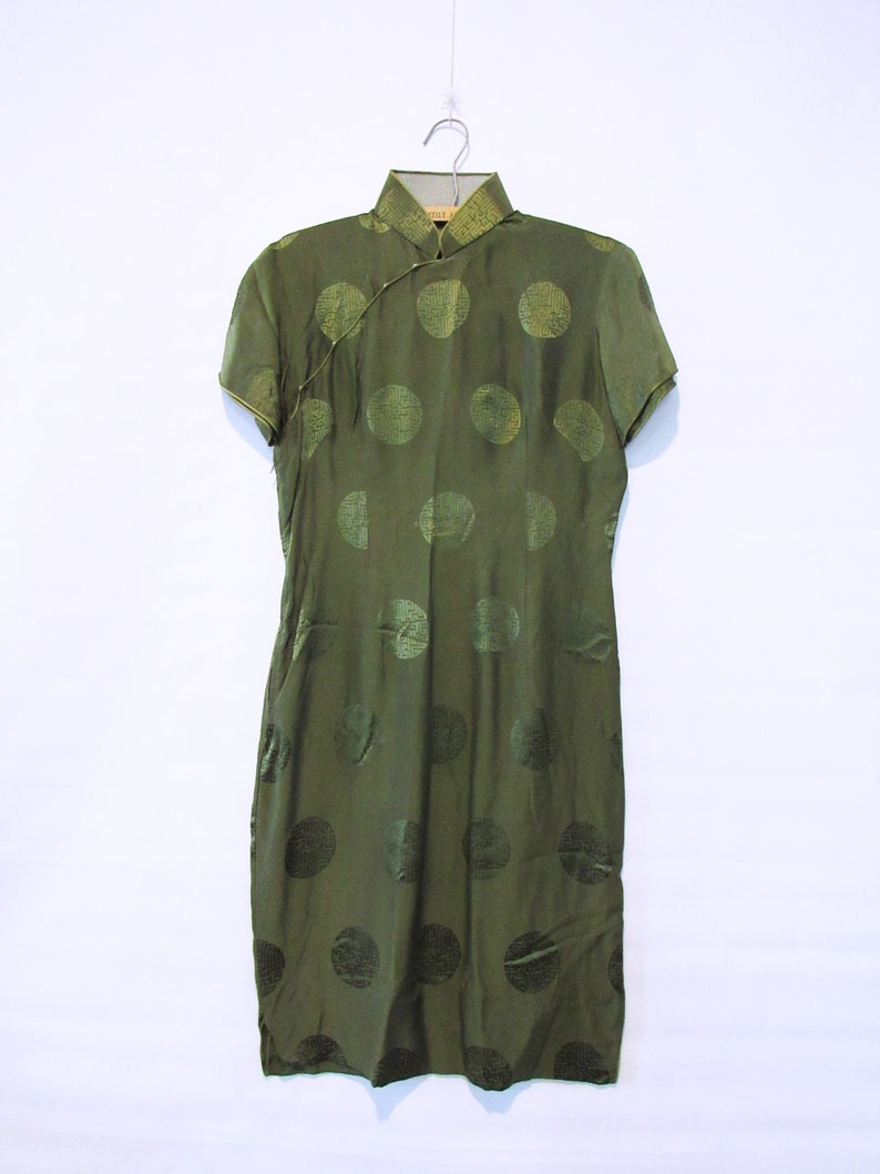 Green Silk Cheongsam Dress Medium Mid Century Green Silk - Etsy Australia