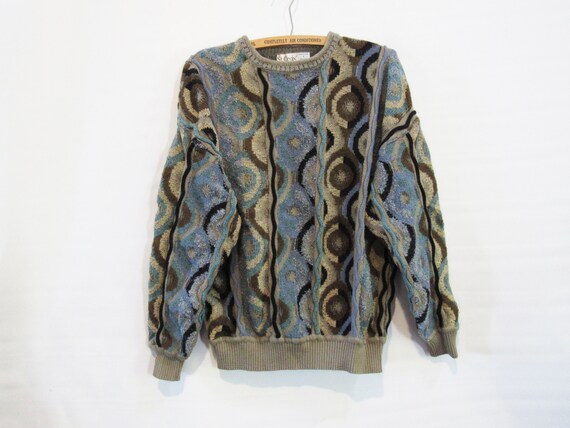St Croix Blue Brown Coogi Style Sweater - Geometri
