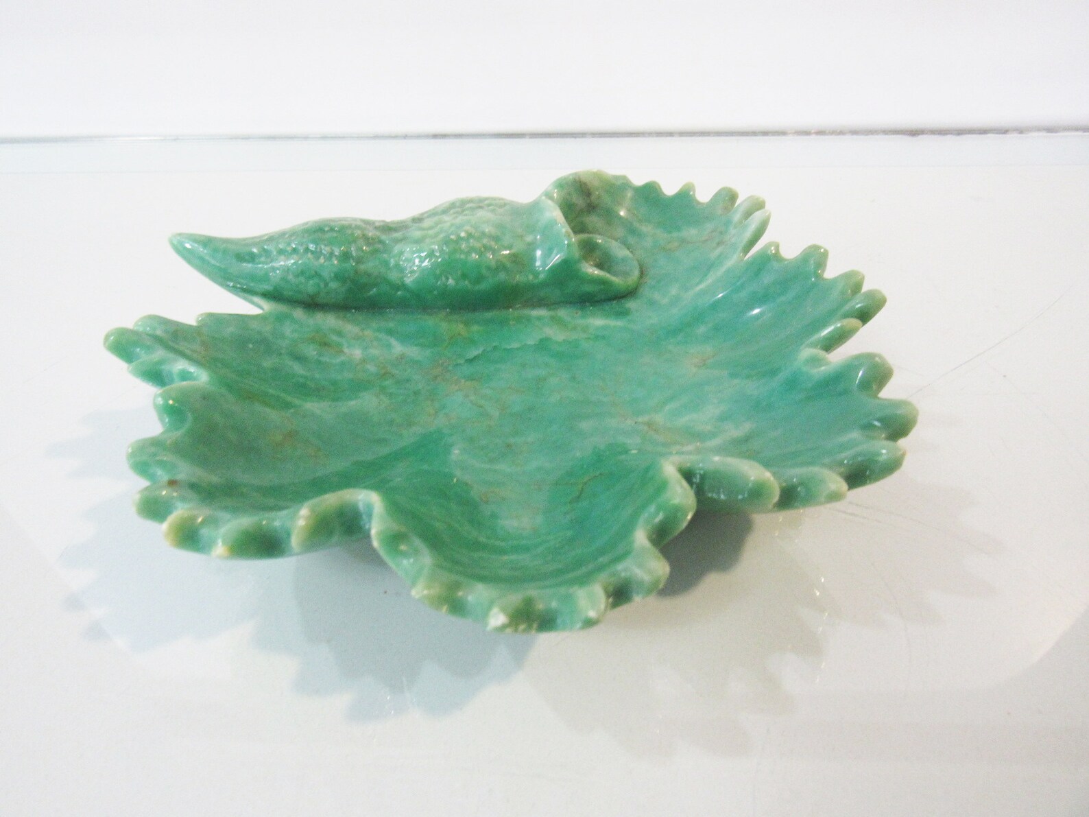 Mid Century Italian Ashtray Green Seashell Ceramic Ashtray Etsy
