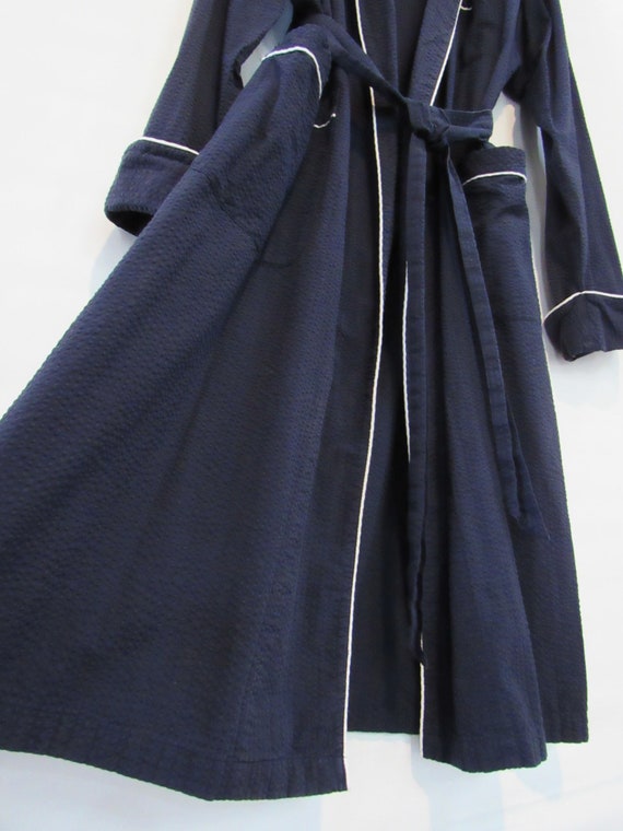 Navy Blue Cotton Robe One Size - Club House Macys… - image 7