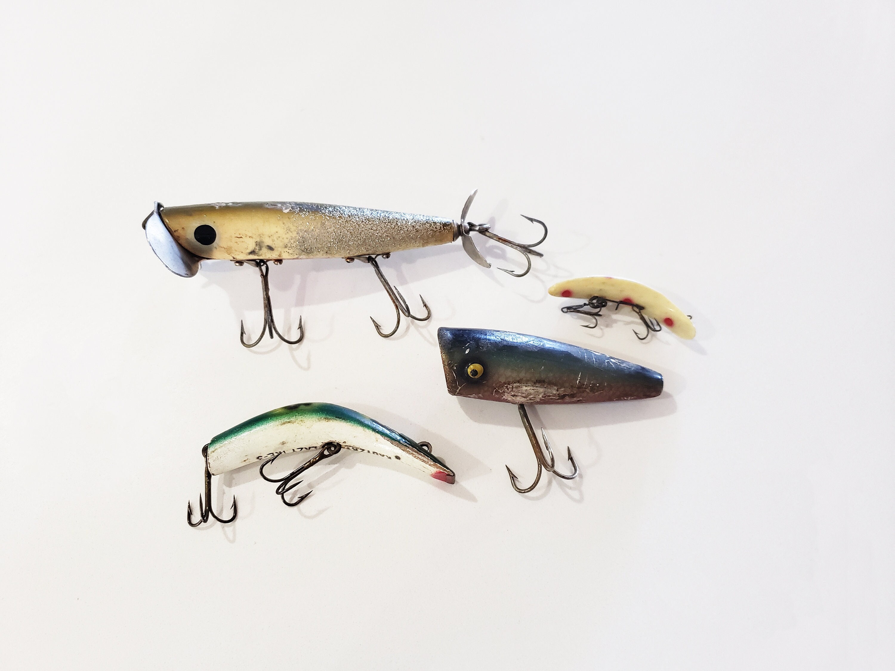 Lot of Vintage Lures - Kautzky Lazy Ike 3 - Flatfish Lure F6 - Wooden  Special - 4 included