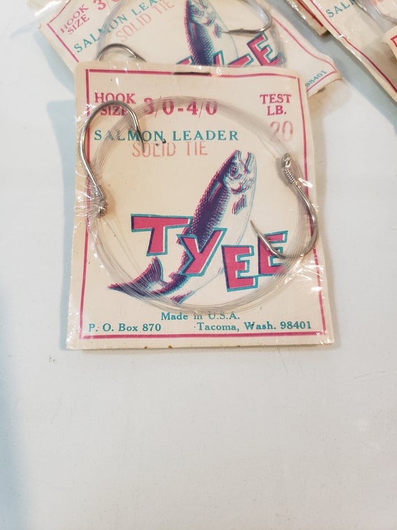 Tyee Salmon Leader Hooks Size 3/0-4/0 and 4/0-5/0 Test Lb 20 and 30 Made in  USA Lot of 5 