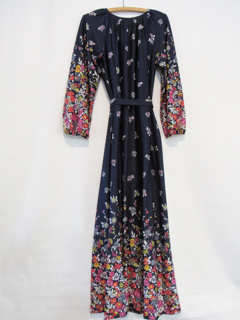 Blue Floral Boho Dress Large Tons of Flowers on the Cuffs - Etsy