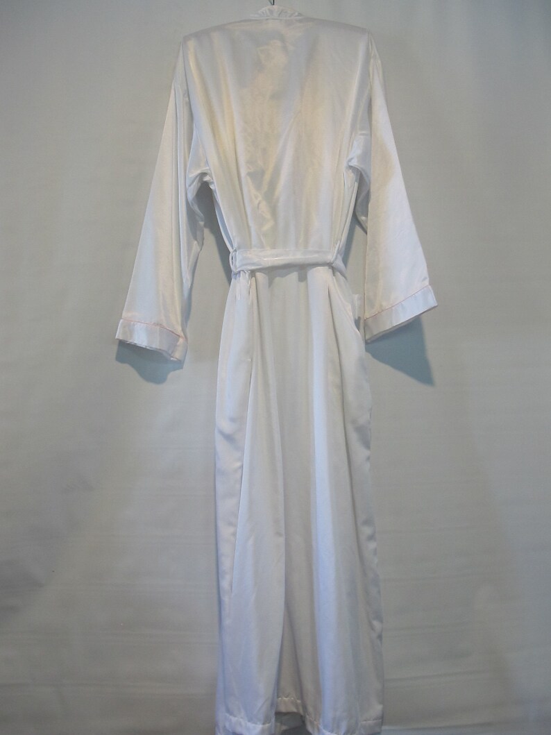 Epic Collar w Embroidery! Barbizon White Satin Robe Fleece Lined XL