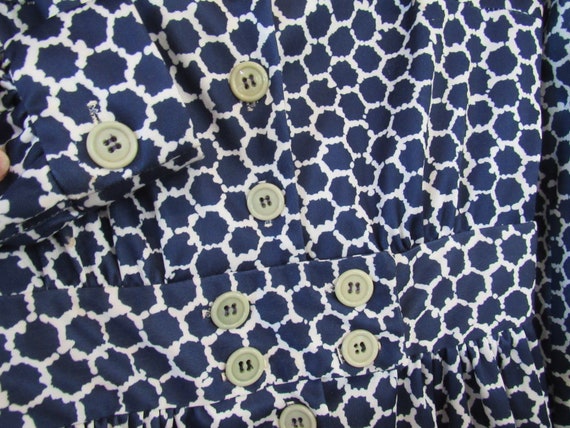 Blue White Polka Dot Dress XS Small - Short Beehi… - image 4