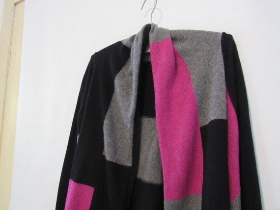 Pink Cashmere Cardigan Small - Black Gray Cashmer… - image 2