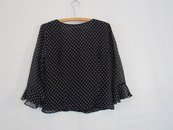 Ralph Lauren Black White Polka Dot Blouse Small -… - image 6