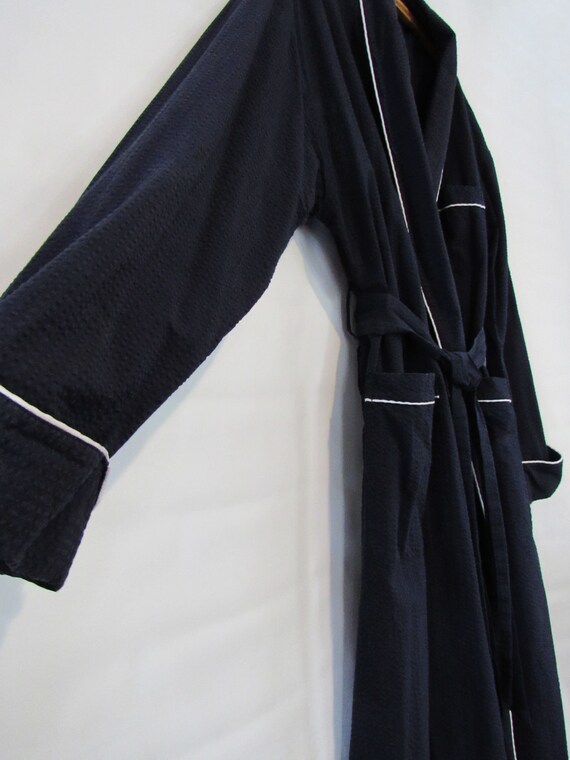 Navy Blue Cotton Robe One Size - Club House Macys… - image 3