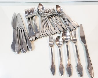 Mid Century Modern Stainless Flatware 18/8 - 40 Pcs - MCM 8 Piece Setting FULL