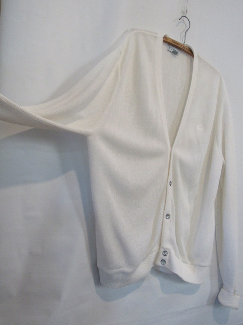 White Cardigan Sweater IZOD Large Golf Cardigan V-neck - Etsy