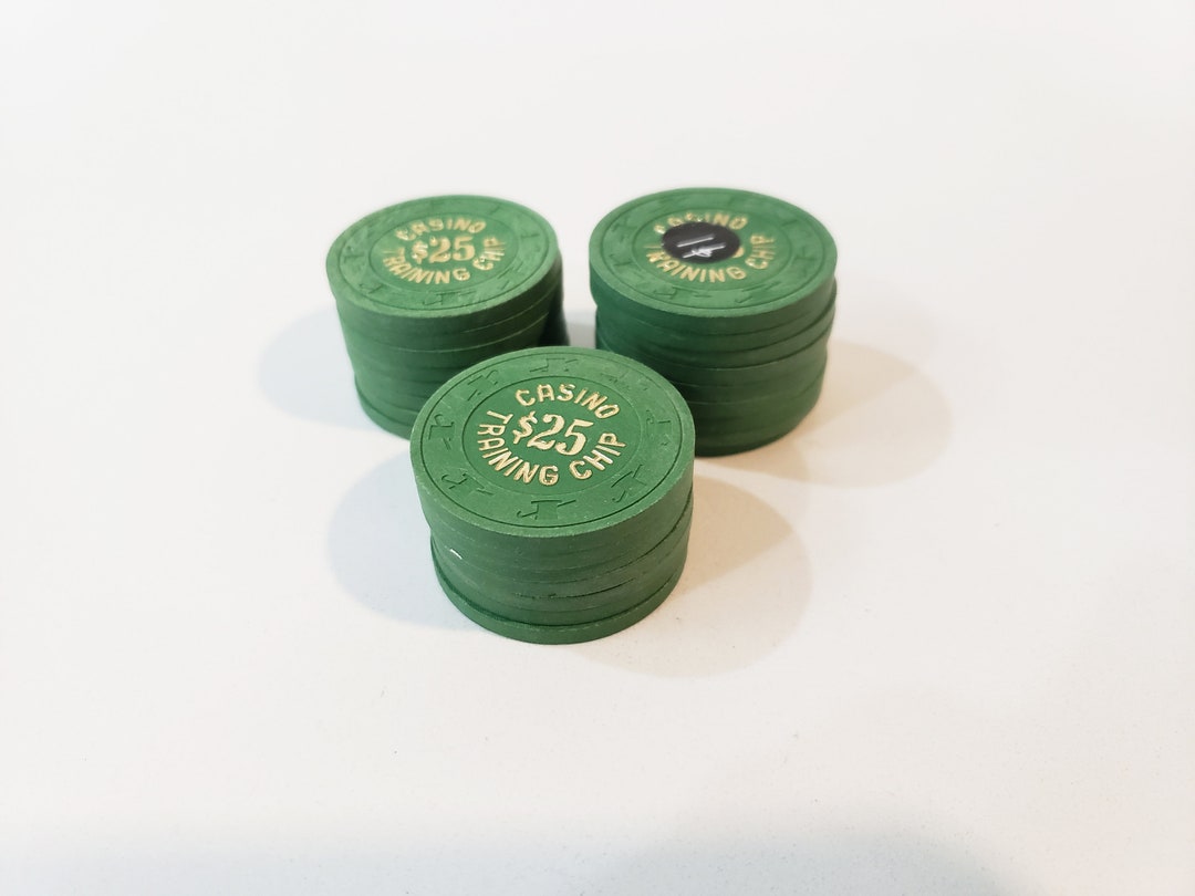 Green Clay Poker Chips Casino Training Chips 25 Dollars 24 Chips Etsy