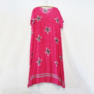 Pink Starfish Kaftan Maxi Dress  2X Plus Size - Very dramatic and comfortable!