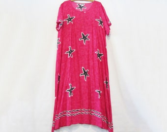 Pink Starfish Kaftan Maxi Dress  2X Plus Size - Very dramatic and comfortable!